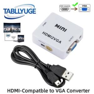 HDMI-Compatible to VGA Converter With USB Power Cord HD 1080P HDMI-Compatible TO VGA Video Adapter Box For HDTV Laptop Projector