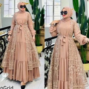 GAMIS SUPER MEWAH TALI PINGGANG BISA LEPAS PASANG FREE HIJAB-SATU SET GAMIS WANITA MEWAH COCOK UNTUK PESTA KONDANGAN-GAMIS CANTIK COMBINASI PAYET MUTIARA TERBARU 2024 SPESIAL LEBARAN