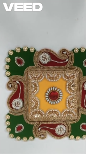 Acrylic Beaded Rangoli Floor Decoration 9-Piece Set | Traditional Festive Decor for Diwali Pooja Weddings & Home Entrance (1 Set | Size - 8 inch)