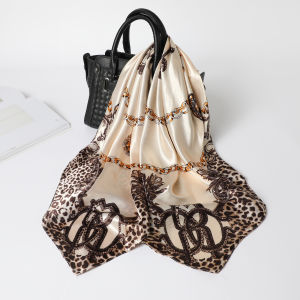 Khăn Choàng Lụa Họa Tiết Da Báo Cưới Mùa Xuân Thu Đa Năng Phong Cách Hàn Quốc Polyester 90x90cm Cho Nữ