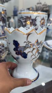 [ Vẽ vàng][Men xanh] Ly phật thủ hoạ tiết sen cao cấp bày ban thờ cúng gia tiên gốm ALL sứ Bát Tràng