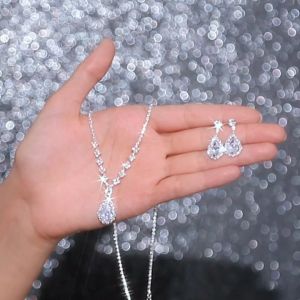 Earrings Necklace Bracelet Set Elegant Bridal Jewelry Set Shining Outfits Party Wedding Decor Gift