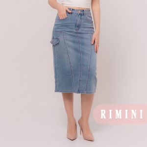 RIMINI - Rok Span Jeans Panjang Premium Pink Button Denim Size 26-33 - Milana Skirt 5216