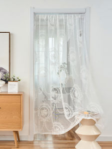 French Style Mesh Curtains Door Curtain and Partition Curtain For Home Hole-Free Bedroom Mosquito-Proof Kitchen and Toilet Covering Curtain White Yarn Curtain