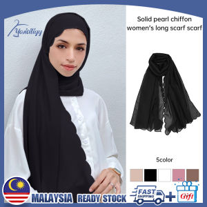 Malaysia stock Shawl Sulam Chiffon Embroidered Lace Scarf Muslim Hijab Sulam Hijab Shawl Embroidered Scallop Headscarf Shawl chifoon sulam embroidery murah COD