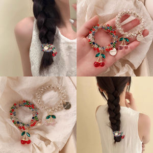 Tooyoo Crystal Hair Rope Temperament Cherry Personalized Ponytail Headdress Women