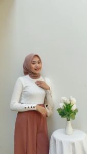 Dostifashion Vania Inner | Atasan Rajut Kekinian Wanita Lengan Kancing Premium