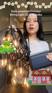 15m/20m Solar String Lights Outdoor Lights Waterproof Hanging Lights S14 G40 LED Solar Powered Patio Fairy Lights for Backyard Camping Christmas Decor Lights