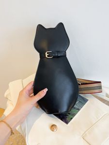 Cute Shiny Face Womens Bag 2023 New Soft Sister Personalized Cartoon Cat Wide Shoulder Strap Slant Cross Single Shoulder Bag