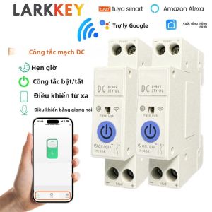 TUYA WIFI DC Thông Minh Ngắt Mạch Điện 1P + N 8-90V DIN Rail Không Dây Giọng Nói Điều Khiển Từ Xa Rơ Le Cho Nhà Thông Minh LARKKEY