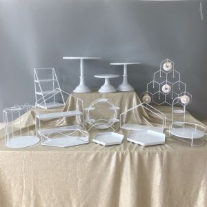White Wedding Cake Stand Display Rack Tea Time Dessert Holder European Style Metal Birthday Party Decoration Item