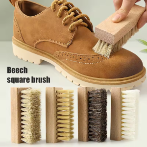 Solid Wood Horse Bristles Shoe Brush Solid Wood Pig Hair Shoe Brush Multifunctional Nylon Wire Brush Household Shoe Brush Tools