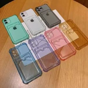 Clear Wallet Card Pocket Holder Case for IPhone Air 17 16 15 13 12 11 Pro Max 14 Plus 17Pro I17 Soft TPU Shockproof Phone Cover
