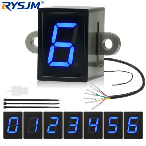 RYSJM | 12V Motorcycle 6 Speed Digital Gear Indicator Super Thin Motocross Off-road Neutral LED Display Shift Lever Sensor