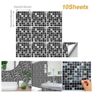 VOVA Mosaic Tile Sticker for Kitchen Bathroom Wallpaper Peel and Stick 3D Self Adhesive Wall Tile Waterproof Backsplash Tile Home Decoration