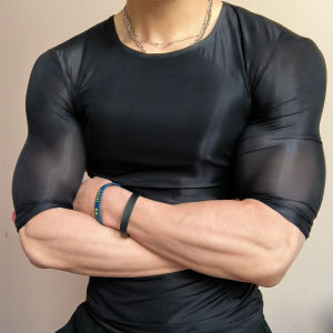 High Elasticity Mens Long Sleeve Fitness Training Clothing Breathable Muscle Sportswear Tight Fit Running Gym Training Suit