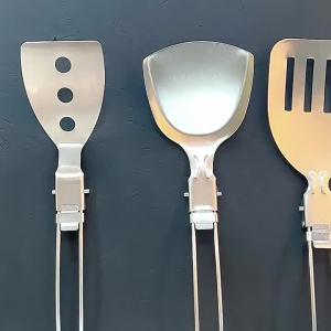 EELHOE | New Stainless Steel Folding Spatula Spoon Shovel Food Turner Fold Spoon Outdoor Camping BBQ Cooking Compact TablewareAcc
