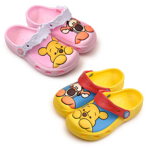 Giày Đế Bằng Đục Lỗ Winnie the Pooh Cho Bé Gái Giày Đi Trong Nhà Mùa Hè EVA Dây Đeo Cổ Chân Thoải Mái Giày Trẻ Em