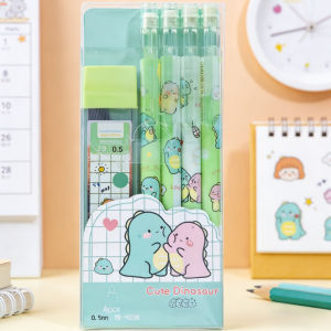 Cute Mechanical Pencil Set 0.5mm 4Pcs HB Automatic Pencil & 1 Tube Refill for Student Writing Drawing and Sketching Kids Gift