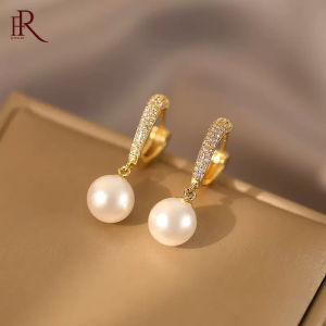 Frascati New Simple Celebrity Style Gold Zircon Heart Pearl Hoop Earrings For Woman Korean Fashion Jewelry Wedding Girls Sweet Accessories