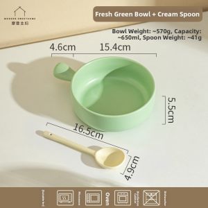 MODERN SWEETHOME | Cream Style Handle Ceramic Bowl for Home Yogurt Oven Air Fryer
