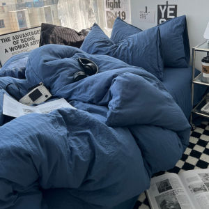 Summer Washed Cotton Bedding Set Single Dormitory Student Three-Piece Cover Protector Bedding Quartet with Flat Sheet And Fitted