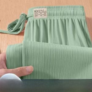plus Size Ice Silk Wide Leg Pants Women Summer Loose Slimming Concealing High Waist Fat MM Breathable Thin Straight Leg Pants