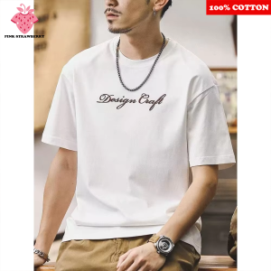 Fashion Letter Print T-shirt Mens Summer 2025 New 100% Cotton Casual Solid Color Short Sleeve T-shirt Gym Sport Top Men Clothes