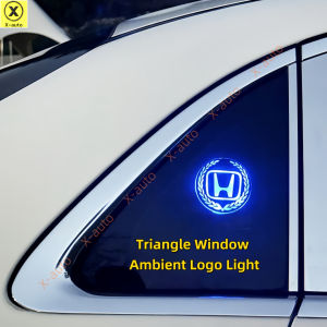Quý cửa sổ bầu không khí đèn logo-1 mảnh-Tam giác cửa sổ môi trường xung quanh biểu tượng ánh sáng không thấm nước sạc USB xoay màu cầu vồng bề mặt gương axit acrilic biểu tượng nhiều loại xe biểu tượng