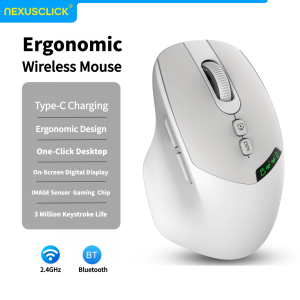 NexusClick Silent Dual-mode Wireless Mouse with Bluetooth 2.4GDPI Adjustment500mAh BatteryDisplay Screen for PC Laptop Xiaomi