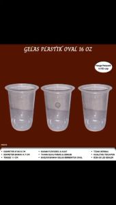 Gelas Cup 16 Oz Gelas Plastik Oval (Isi 50 Pcs-W.GO16)