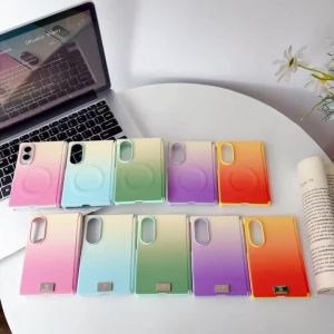 Ốp Điện Thoại Samsung Galaxy Z Fold 8 Bằng Da PU Màu Gradient Có Nam Châm Bảo Vệ Bản Lề Tương Thích Sạc Magsafe