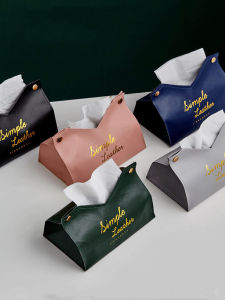 Phong Cách Bắc Âu Da Hộp Đựng Khăn Giấy Nhà Phòng Khách Xe Gắn Ngăn Kéo Thiết Kế Hộp Bảo Quản Hình Chữ Nhật Tối Giản Sang Trọng