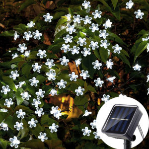5/7/12M Solar Fairy String Light Sakura Garlands Peach Flower CherryLED Lamp For Wedding Party Garden Christmas Outdoor Decor