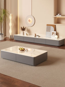 Modern Minimalist Rock Board Coffee Table Living Room Home Use Small Luxury TV Cabinet Combination High Quality Elegant Style