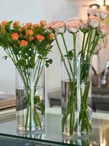 Transparent Acrylic Plastic Flower Vase Simple Modern Straight Cylinder Flower Shop Flower Insert Bucket Shatterproof Home Decor