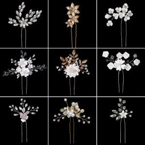 กิ๊บติดผมดอกไม้ประดับมุกโลหะผสม 1 ชิ้น สำหรับผู้หญิง สไตล์เกาหลี ทำด้วยมือจากดินเหนียวเนื้อนุ่ม ของขวัญเครื่องประดับผม