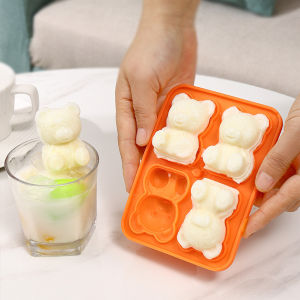 Suomi 4 Grid 3D Little Bear Shape Ice Cube Silicone Mold Household DIY Juice Milk Ice Machine