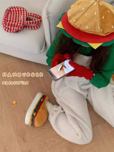 Dép Bông Hamburg Dễ Thương Cho Nam Và Nữ Dép Lót Trong Nhà Đế Dày Chống Trượt Mùa Đông Dép Lót Lông Cừu Cho Cặp Đôi