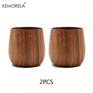 2PCS KEMORELA Japanese Tea Cup Wooden Water Cup Drinking Cups Summer Winter Drinkware Home Kitchen Items 5.7OZ/170ML