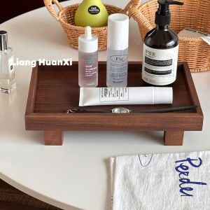 Chinese Style Wooden Cosmetic Jewelry Storage Tray Simple Luxury Home Use Solid Wood Tray Desktop Organizer Rectangular Shape