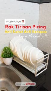 PIFACIA Rak Peniris Piring Mangkok Dengan Nampang Penampung Air Alat Pengering Alat Makan