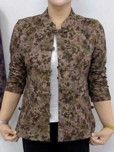 Fashionable Retro Chinese Style Floral Print Long Sleeve Coat Womens Mid-Year Top Quality Material Comfortable Fit Autumn Outerwear