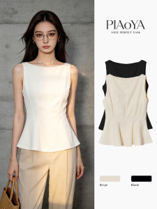 PIAOYA | Elegant Vintage Sleeveless Tank Top Slimming Design Office