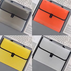 Black Portable Document Bag Expanding File Folder Document With Handle A4 Portable Buckle File Pack
