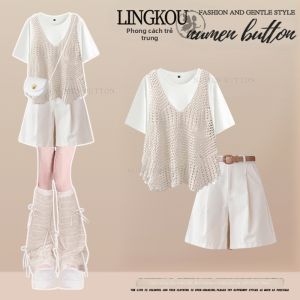 NUMEN BUTTON | Áo Ghi-lê Đan Lưới Họa Tiết Rỗ Dành Để Mặc Trong