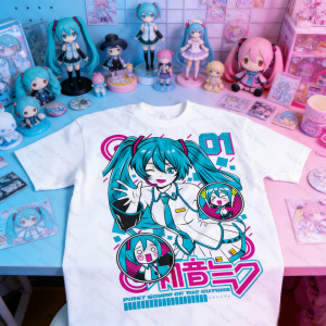 Bandai | 2026 Summer New Style Hatsune miku Cyberpunk Style Cartoon Fan Street Fashion Large Loose T-shirt Mens Shirts Woman t-shirts