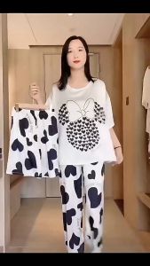 3 Pcs Pyjamas Set Women Sleepwear Free Size Set Baju Tidur Wanita 女生睡衣三件套