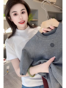 Slim Fit Short Sleeve T-Shirt Womens Fashionable Basic Top Pure Color Commute Style Spring Summer New Arrival