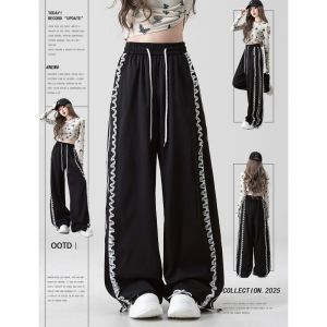 Quần Ống Rộng Xếp Ly Kẻ Sọc Cỡ Lớn Cho Nam Quần Dài Thường Ngày Mùa Thu Đông Rộng Rãi Đa Năng Quần Dài Thoải Mái